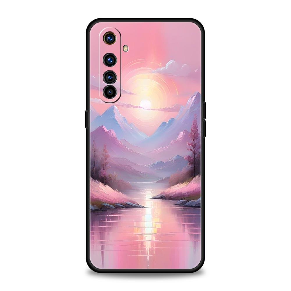 Pink Sunset Mountain Case For Realme C67 C63 C55 C53 C35 C25 C21 GT 2 3 5 6 10 11 12 13 Pro Plus 5G Soft TPU Phone Cover Fundas