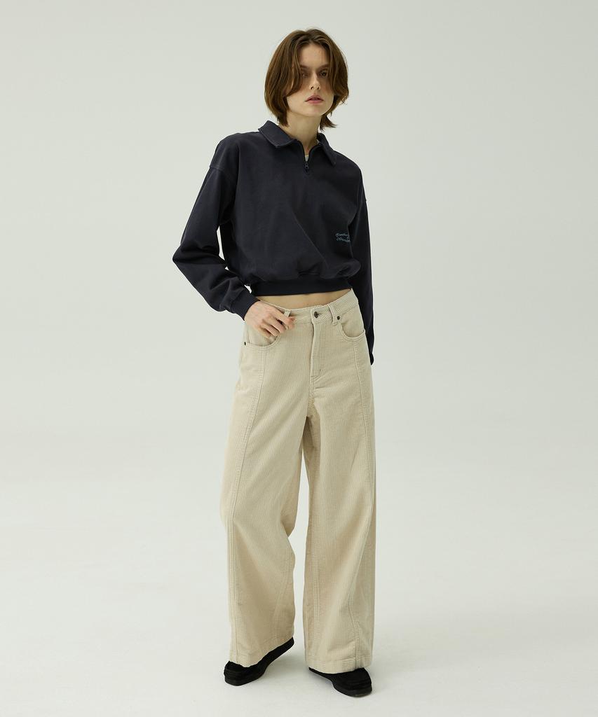 MAGOODGAN Petro 4813 Corduroy Flare Wide Fit Cream Pants