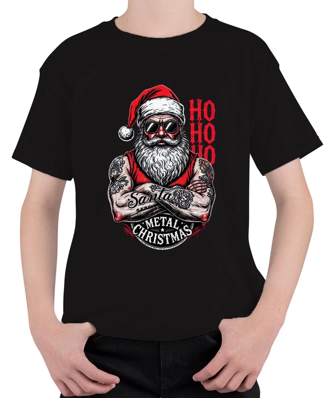 Metal Christmas Santa Metal Christmas Tattooed Biker Skirt Unisex Kids T-S- S