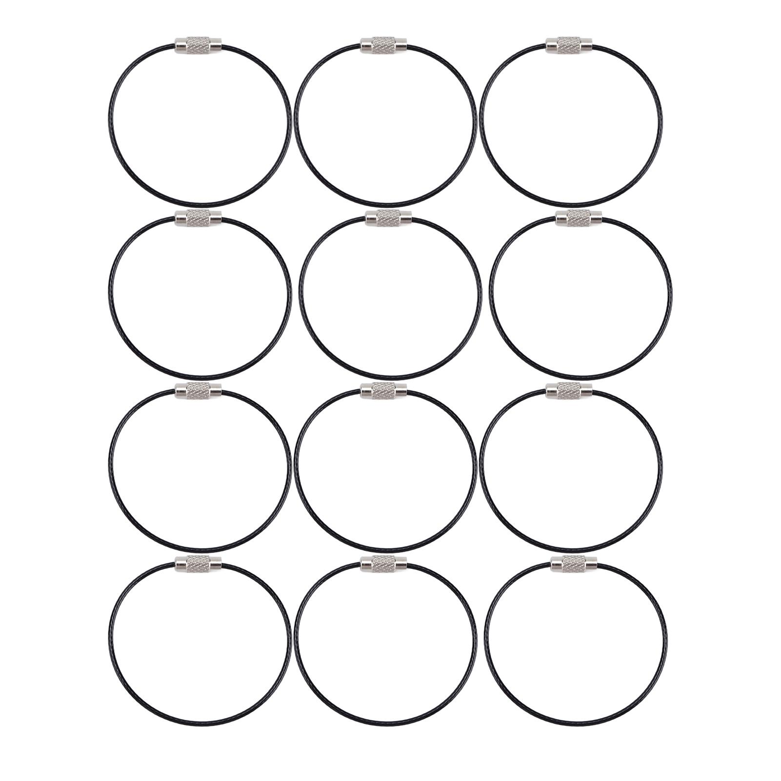 

12 Pcs Wire Keychains Stainless Steel Wire Rope Key Ring Multi Purpose Wire Buckle Rope Loop