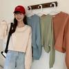 Spring and Autumn Regular Models Loose Thin Section Sweater Women Casual Short Section Round Neck Long-sleeved T-shirt Retro Versatile Sweatshirt