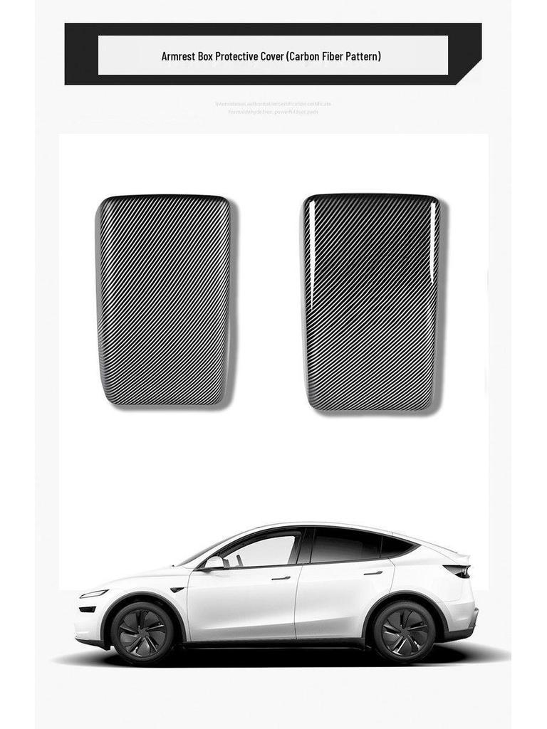 Tesla Model 3/Y Carbon Fiber Armrest Box Cover & Air Vent Protector.