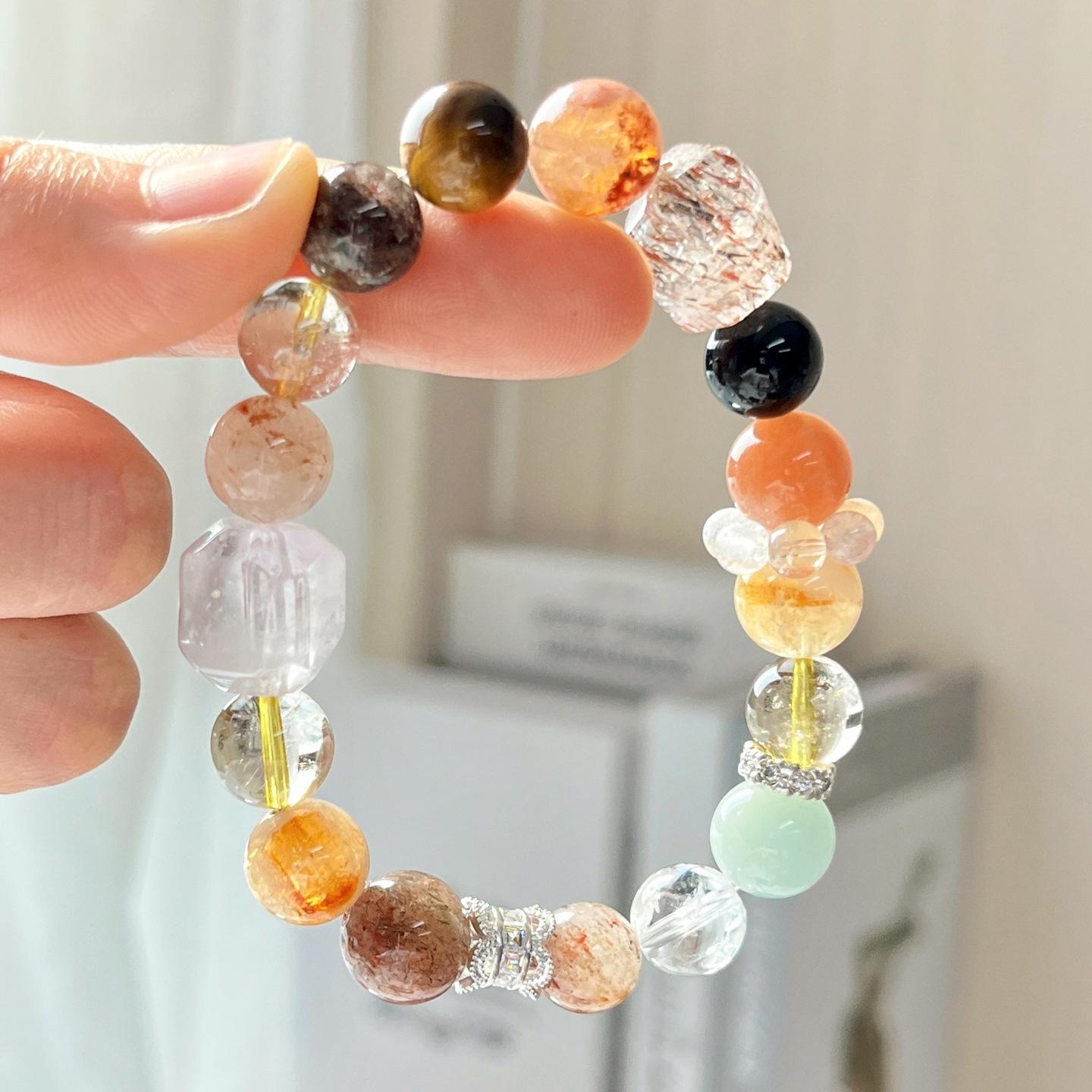 High Quality Natural Black Gold Super Powder Crystal Duobao Bracelet