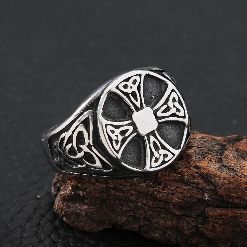 Vintage Norse Viking Ring Men Stainless Steel Cross Viking Celtics Knot Ring Fashion Biker Jewelry Amulet Gift Wholesale