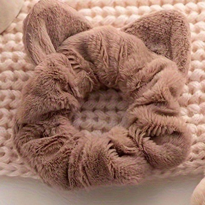 1pc Autumn and Winter New Plush Fleece Large Intestine Hair Ring Simple Cat Ears