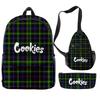Cook 3D Digital Color Printing Backpack Set Oxford Cloth Waterproof And Wear-Resistant Three-Piece Backpack
