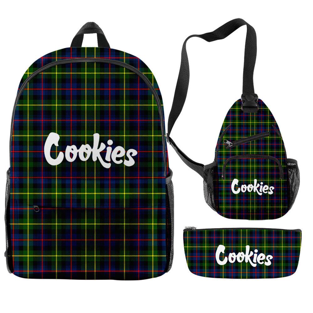 Cook 3D Digital Color Printing Backpack Set Oxford Cloth Waterproof And Wear-Resistant Three-Piece Backpack