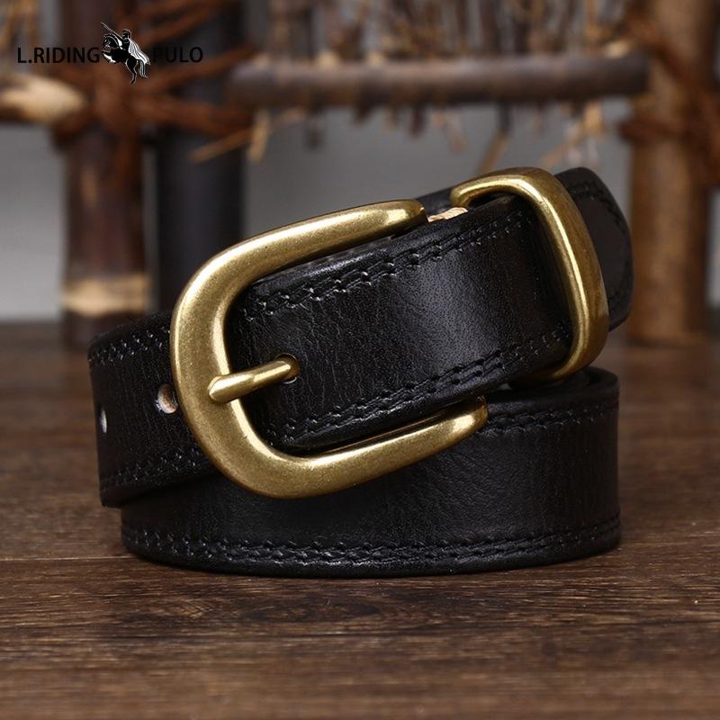 Belt Women Decorative Genuine Leather Belt Women Pin Buckle Pure Cowhide Retro Korean Style Fashion All-match