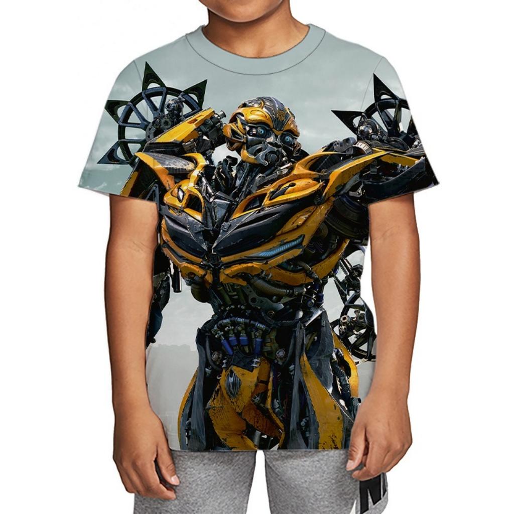 Transformers Optimus Prime Bumblebee Koszulka Dziecięca Drukowana 3D, Moda Chłopięca Codzienna Wygodna Edycja Top