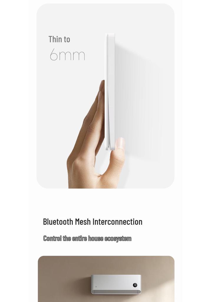 Smart Ultra-Thin Panel Switch: Compatible with Mijia App for Remote Control, Voice Commands, and Timed Scenes.