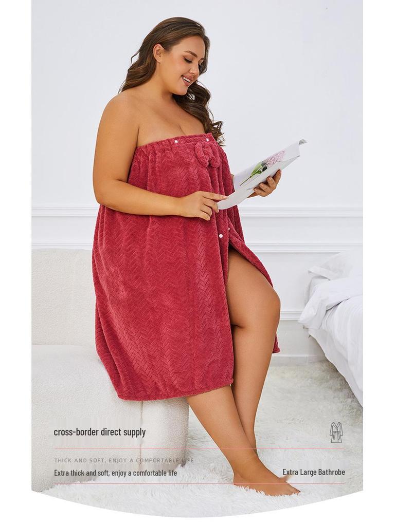 Extra-Large Quick-Dry Strapless Bath Skirt Towel with Hair Cap