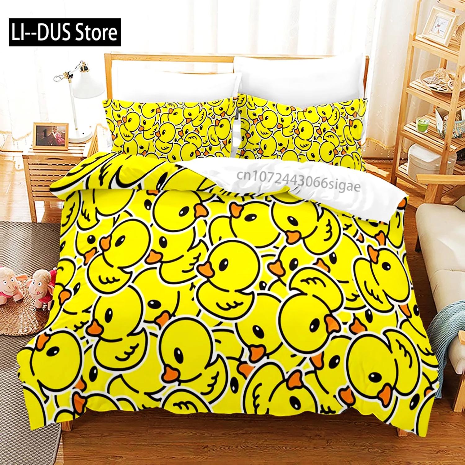 

Yellow Duck 3D Print Bedding Set Single Twin Full Queen King Size Bed Set Aldult Kid Bedroom Duvetcover Sets with Pillowcase EU Single(135*200cm)3pcs