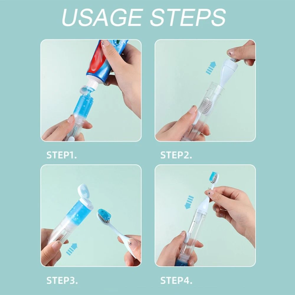 Portable Travel Toothbrush Set Foldable Toothpaste Tube Storage Box  for Outdoor Camping Travel