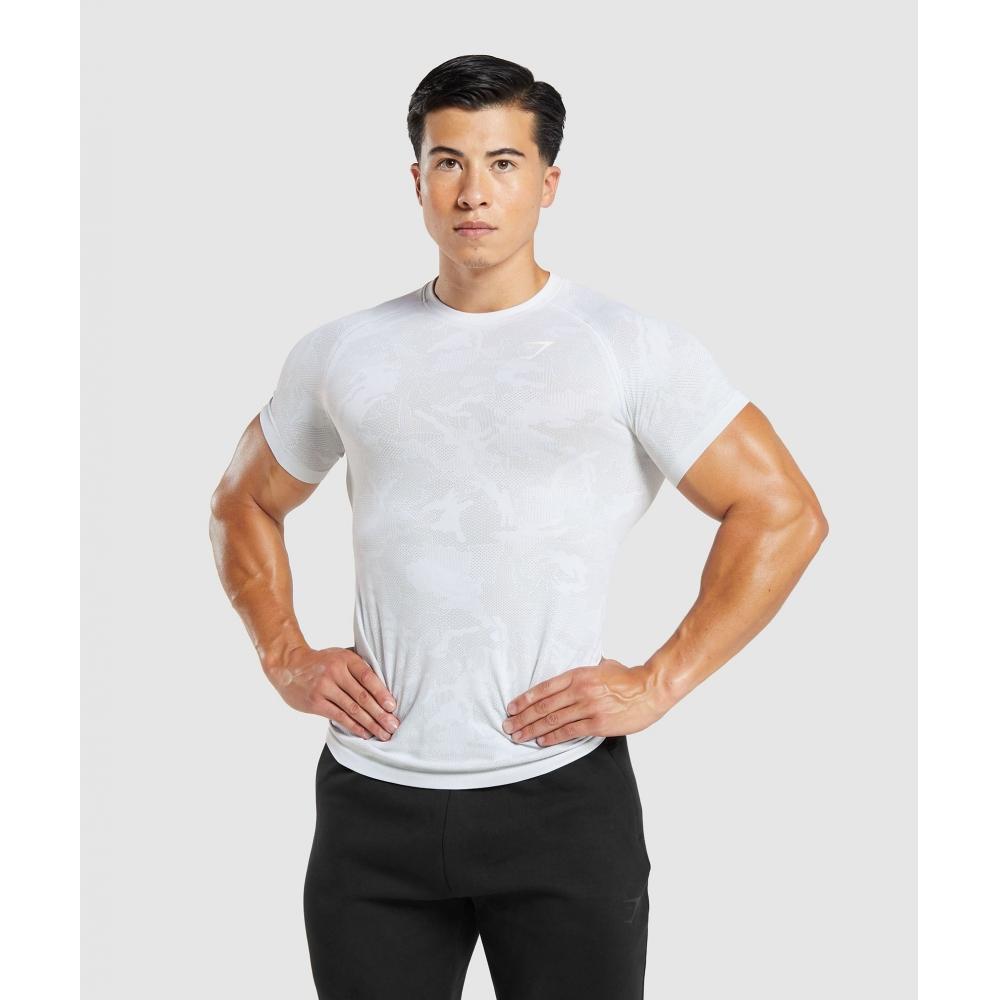 

Бесшовная футболка GYMSHARK Geo Белая Светло-серая A5A2D WBDZ XXL