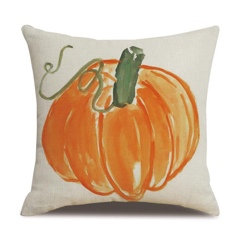 Thanksgiving Linen Pillowcase Autumn Pumpkin Print Pillow Cushion Cover