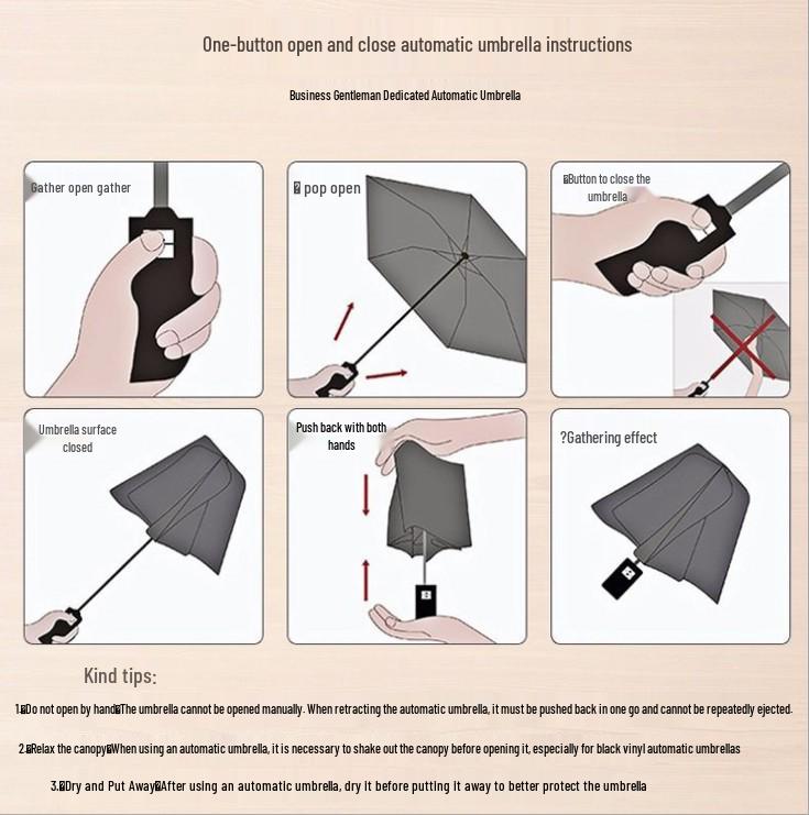 Men's XL 10-Rib Dual-Use Automatic Folding Umbrella for Sun & Rain