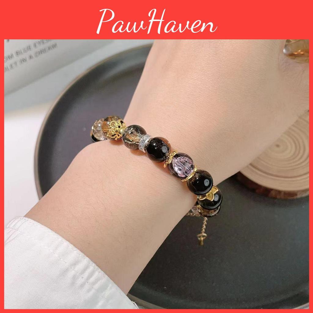 Stylish Alloy Plated Womens Bracelet With Purple Beads And Tassels Retro