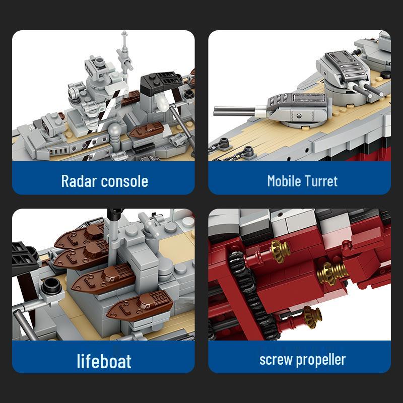 Fang Cheng Aircraft Carrier & Bismarck Battleship Model Toy - Educational Assembly Puzzle for Boys