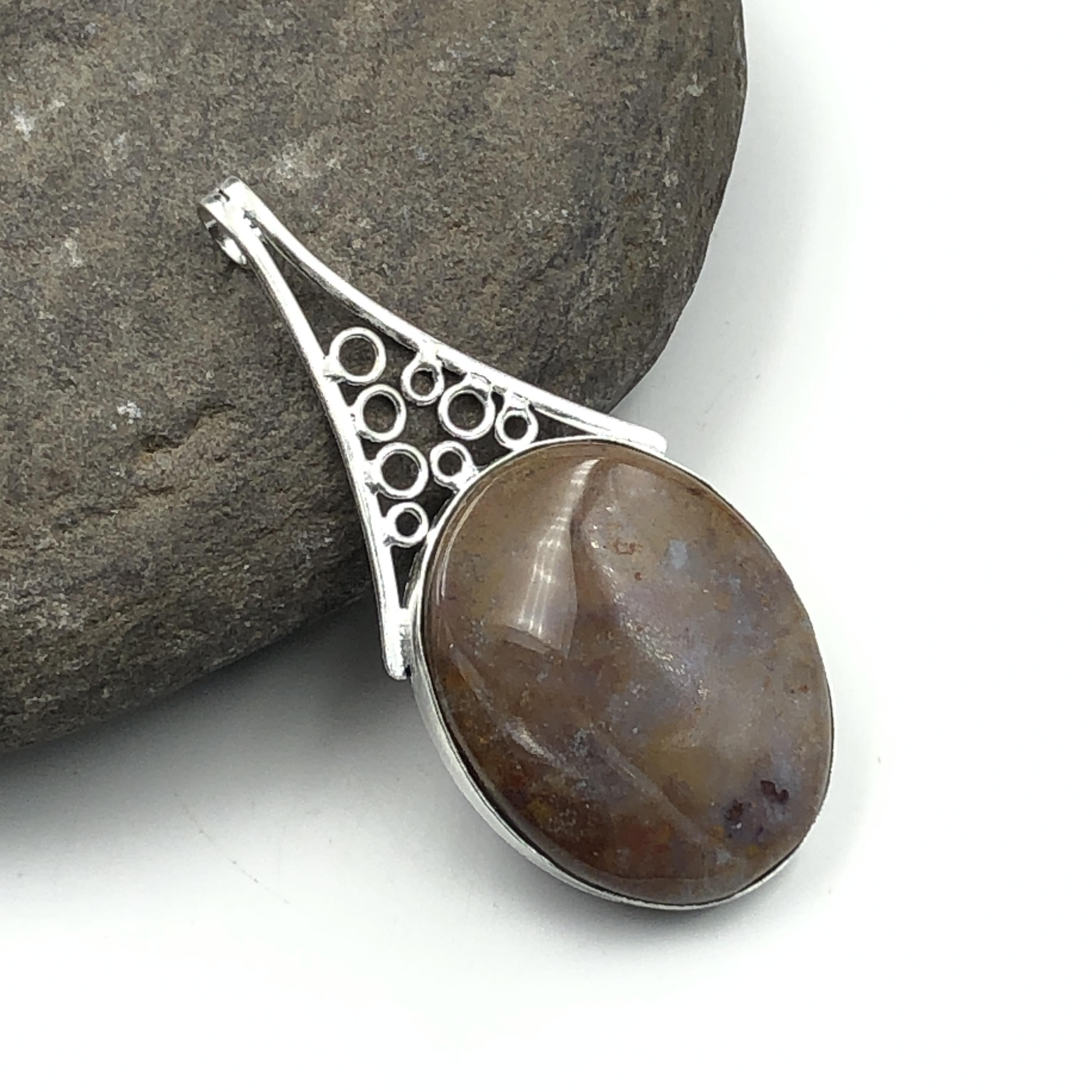 Natural Seam Agate Gemstone 925 Sterling Silver Jewelry Designer Pendant 2.73  AJP-427