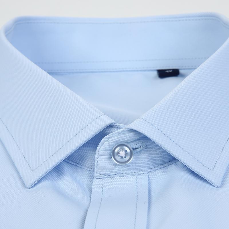 Camisas formales de sarga de manga larga para hombre Camisas de vestir masculinas de negocios sólidas Ajuste regular social Blanco