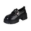British style platform loafers women's new popular summer and autumn black height-increasing single shoes in 2025, one pedal small leather shoes