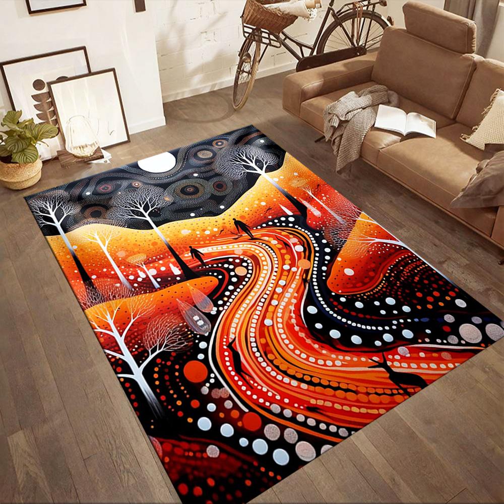 Australian Aboriginal Style 27 Floor Rug Office Rug Perfect for Kitchen Balcony Hallway Playrooms Anti-slip Rug Anime Office Decor