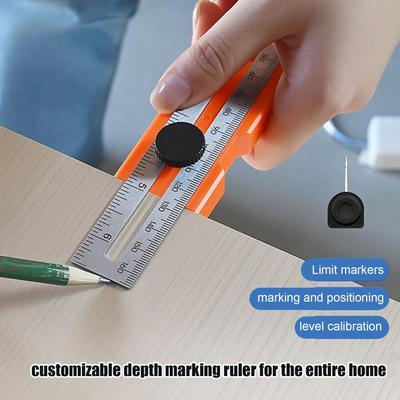 Scribe Tool For Carpentry Measuring Ruler Gauge For Woodworking 360 Rotatable Head Handheld Gadget For Sheet Metal Processing