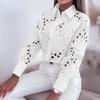 Moda damă ocazional primăvară toamnă imprimeu culoare uni mâneci lungi cu gât POLO Bluze și cămăși