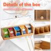Bamboo Tea Bag Organizer Clear Sorting Tea Storage Box with 5 Compartment Easy to Access Coffee Bag Holder Dust Proof for Home