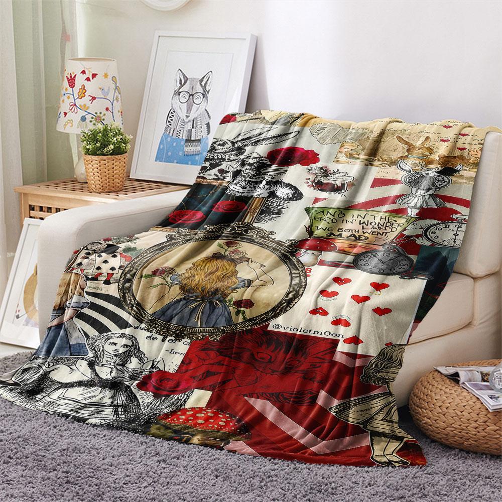 1PC Alice Wonderland Tale Blanket, High quality Comfortable for All Seasons, Home Decor, Warmth and Comfort