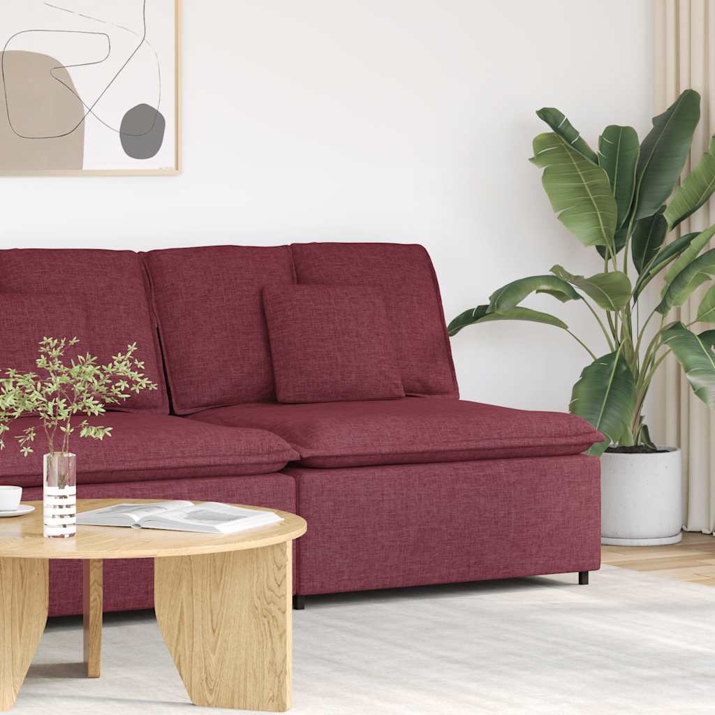Modular Sofa Center Module with Cushions Burgundy 100 Cm