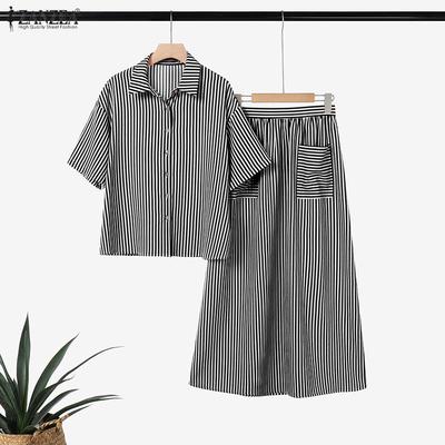 Women Short Sleeve Blouse and Pants Summer Two Piece Suit Sets