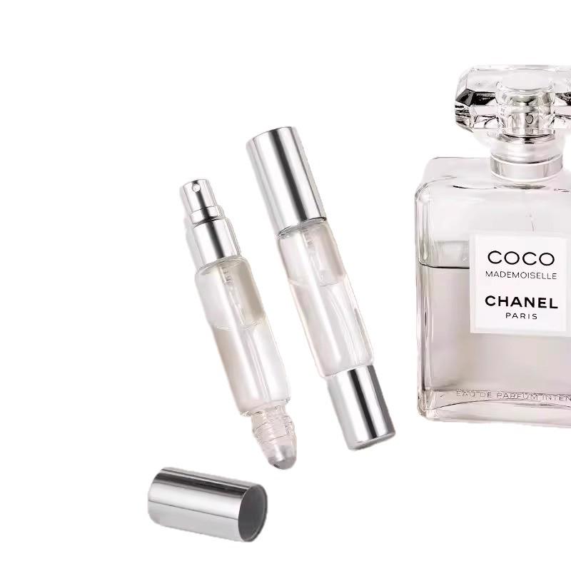 Dual-Use Perfume Sample Bottle: Double-Headed Rollerball & Fine Mist Spray Glass Dispenser