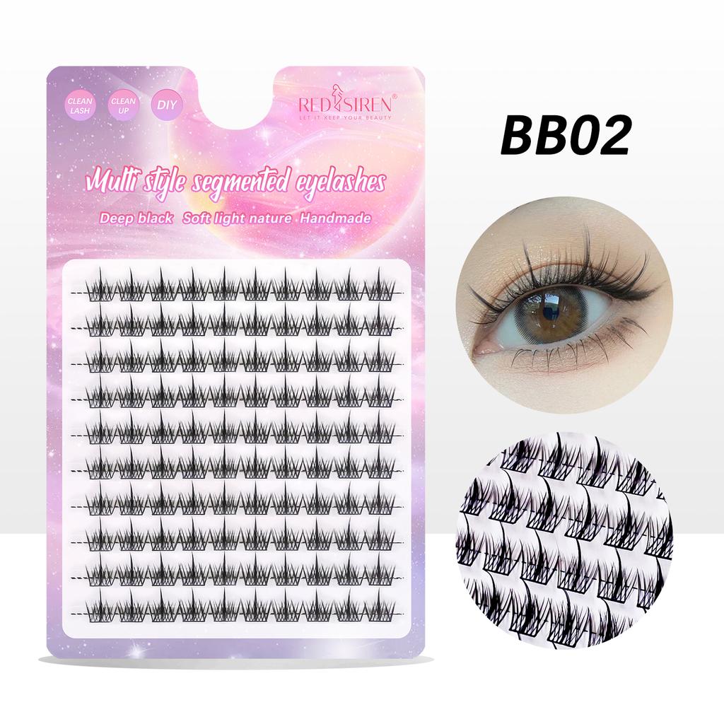 RED SIREN 10Rows Lash Clusters Cosplay Large Capacity DIY Eyelash Extension Manga Natural Individual Lashes