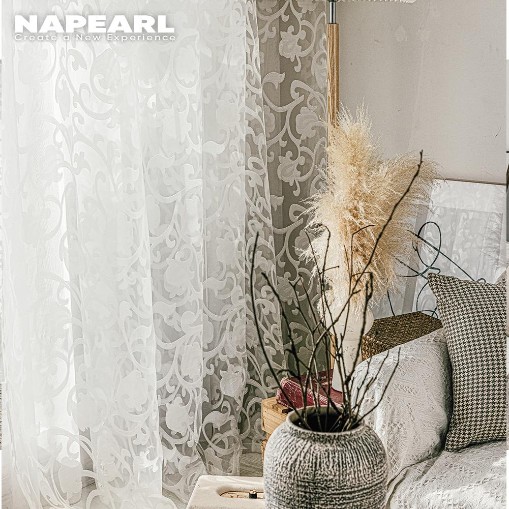 1 PC NAPEARL Tenda jacquard per finestra camera da letto Tenda in tulle morbida tenda trasparente per la decorazione domestica