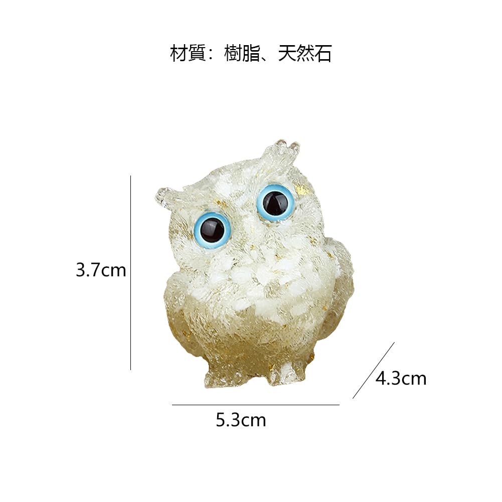 YUYAKESHI Owl Figurine, Mascot, Cute Mini Owl, Entryway, Handmade Natural Stone Resin Owl, Decorative Accessory, Tabletop Decor, Random Eye Color