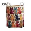 Bedroom Laundry Basket Quilted Foldable Boho Fabric Hamper Cute Collapsible Cat Storage for Clothes Toys Blankets Nursery Thick