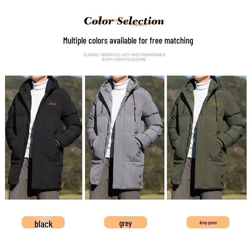 JEEP Men's Hooded Mid-Length Padded Winter Jacket