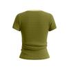 Women Short Sleeve Ribbed Knit Top Lace Trim Square Neck Button Casual Fitted T Shirt Blouse