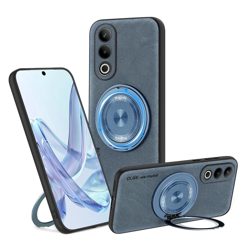 For OnePlus ACE 3 3V Fine Hole Sheepskin Swivel Bracket Magnetic Soft Edge Anti Drop Anti Fingerprint Phone Case