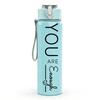 1PC You Are Enough Script Letter 750ml Color Plastic Sports Water Bottle Leakproof Flip Straw Lid Suitable for Sports Office Home Use