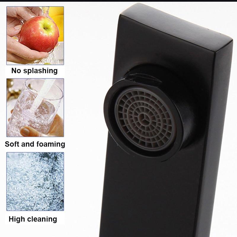 Rubinetto da Cucina Rotazione 360° Nero Acqua Potabile Foro Singolo Caldo e Freddo Acqua Pura Lavelli Montaggio su Pozzetto Miscelatore