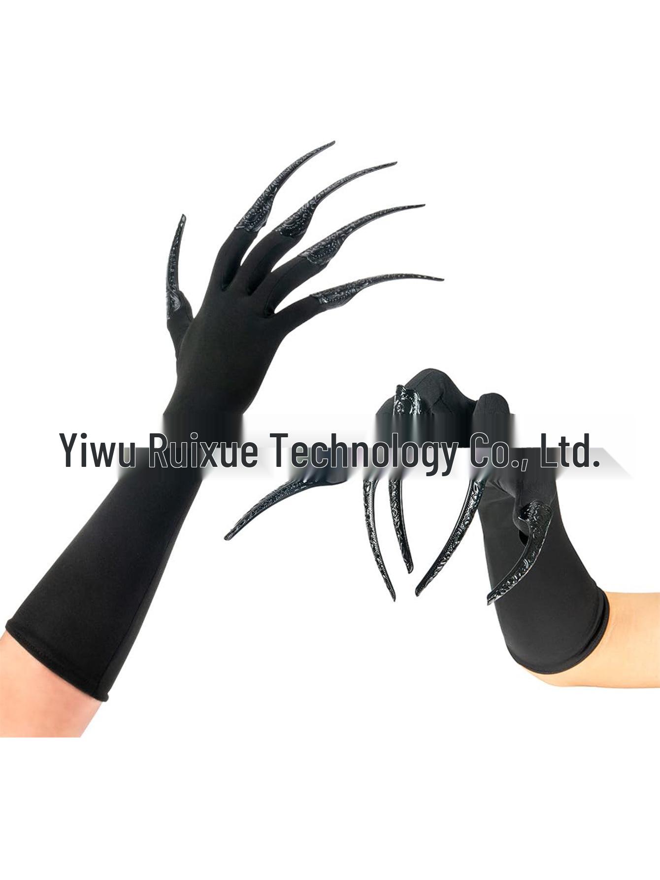 

Черные когти Хэллоуин перчатки и кольца на ногти кошки - Стиль вампира, ведьмы, демона, ворона чёрный