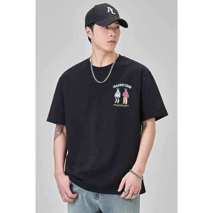 New Summer Cartoon Printed Short-sleeved T-shirt Men's Casual American Clothes Couple's Shirt