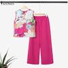 ZANZEA Women Sleeveless Print Tank Tops and Pants Summer Two Piece Suit Sets