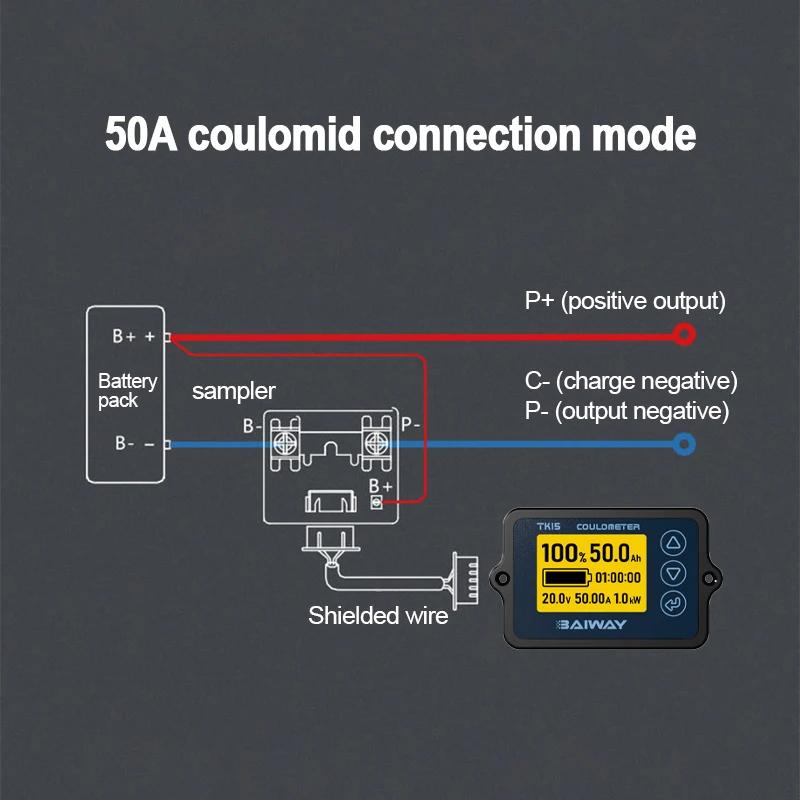 TK15 Battery Coulometer DC8-120V 50A 100A 350A Professional Battery Capacity Tester for E-bike/Balance Car/Cleaning Machine