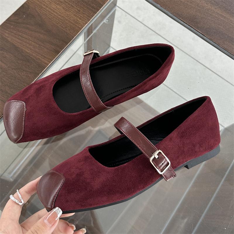 Fashion IPPEUM Women Ballet Flats 2025 New Mary Janes Burgundy Shoes Zapatos de Mujer Ballerina