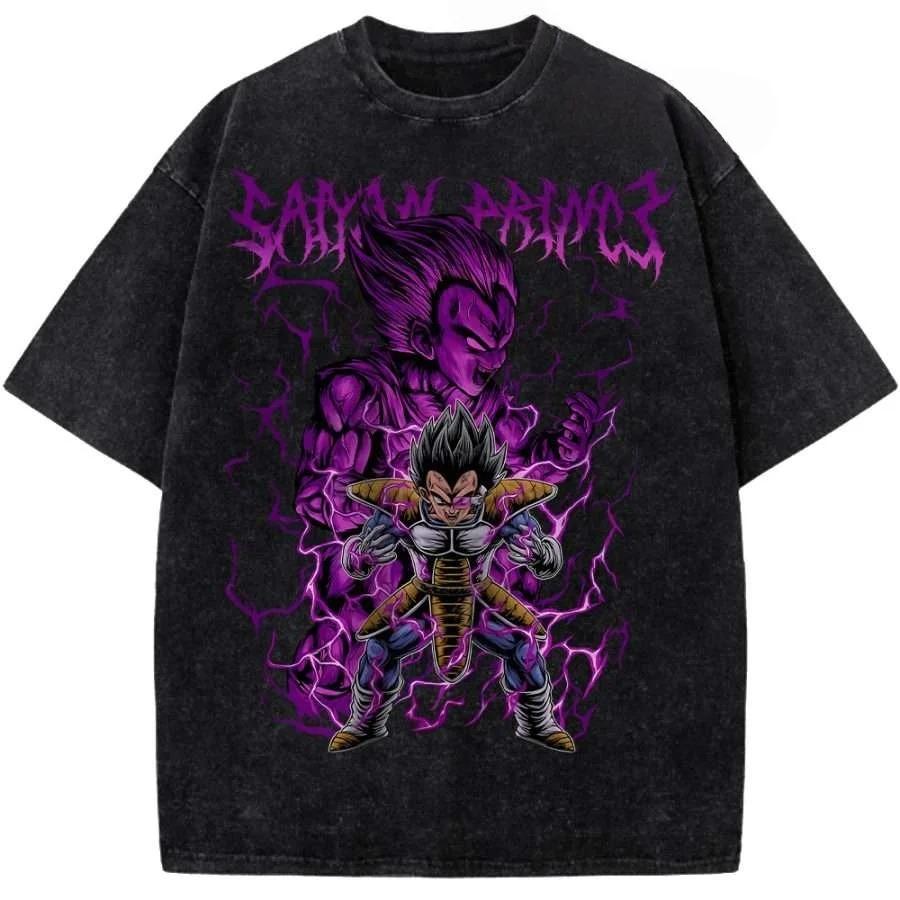 Hot Sale Dragon Ball Vegeta IV Graphic Print T-Shirt Men Women Streetwear Harajuku Fashion Vintage Washed Cotton Summer New Tee Casual Oversized Top