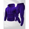 250g Men's Trendy Sports Hoodie & Sweatpants Set - Plain Color