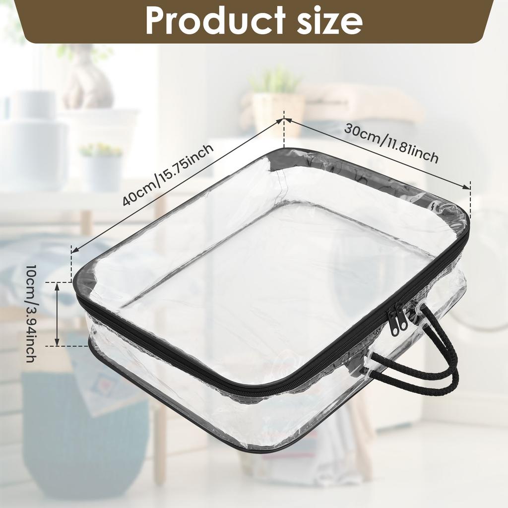 5Pcs Large Toy Storage Bags Reusable Clear PVC Yarn Storage Bag with Handle and Zipper Travel Waterproof Storage Organizer Bags